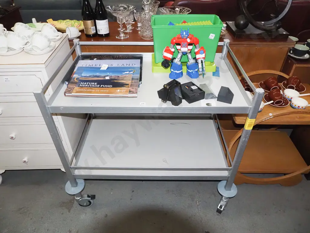 2 tier metal trolley on solid industrial casters H-890 W-930 D-580 Image 1++