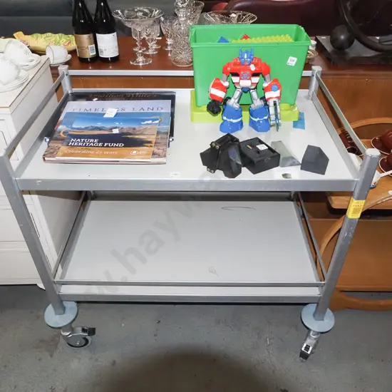 2 tier metal trolley on solid industrial casters H-890 W-930 D-580