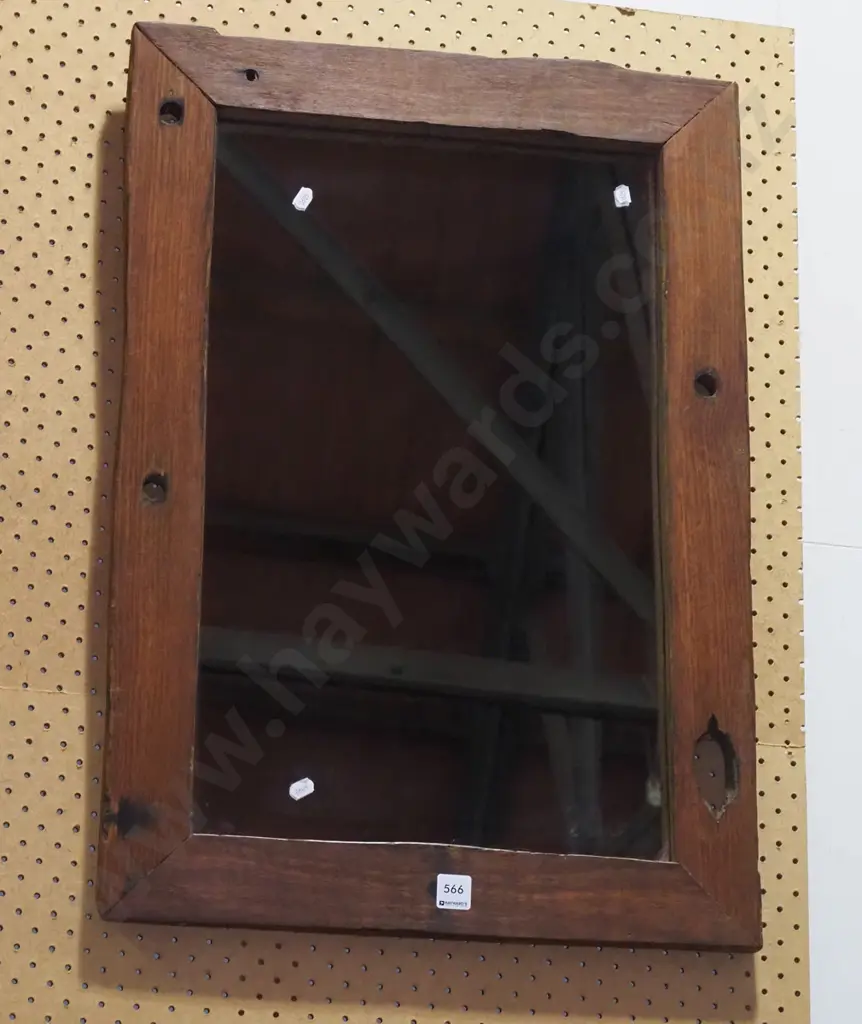 rustic wood framed wall mirror Image 1++