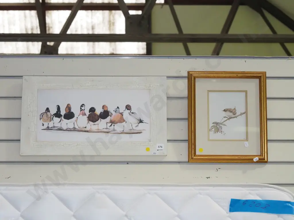 2x duck and bird prints - yellow dots Image 1++