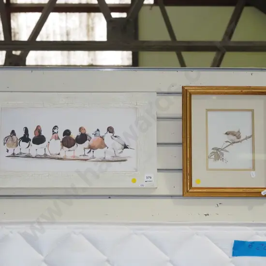 2x duck and bird prints - yellow dots