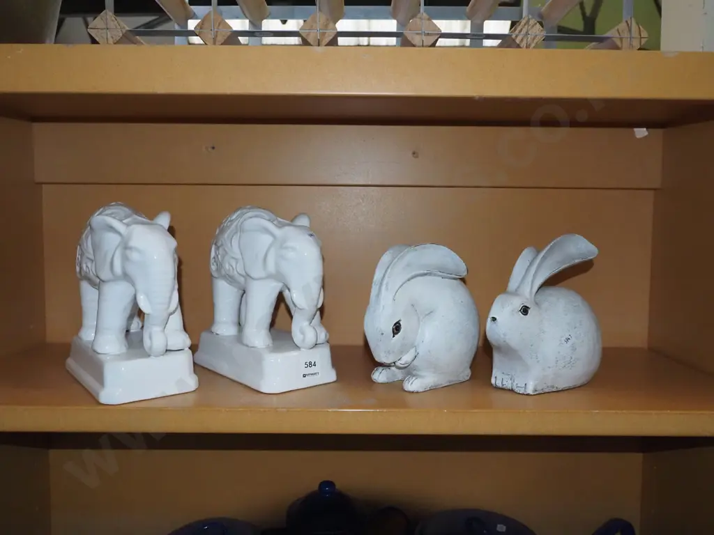 ceramic elephants, wooden rabbits Image 1++
