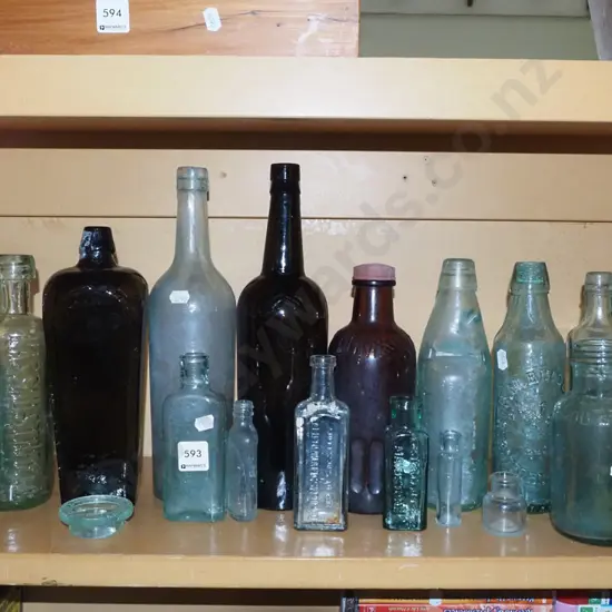 shelf; vintage bottles