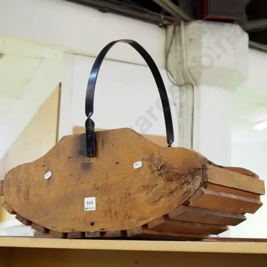 wooden metal handled basket