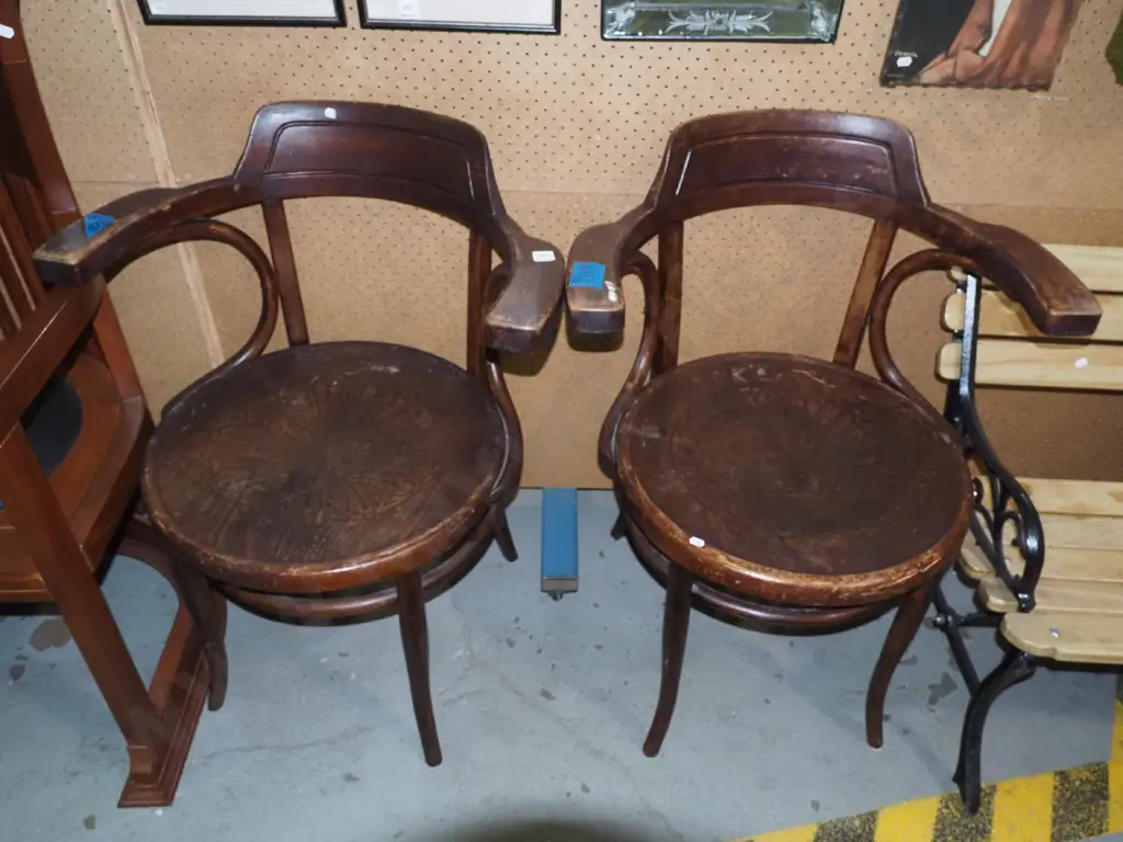 2x pressed wood bentwood tub chairs Image 1++