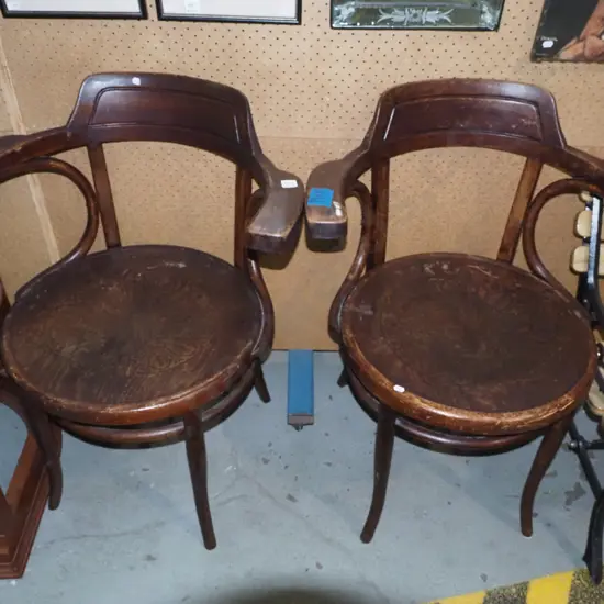 2x pressed wood bentwood tub chairs