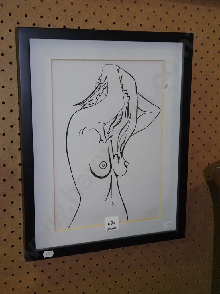 framed ink - female portrait - nude Image 1++
