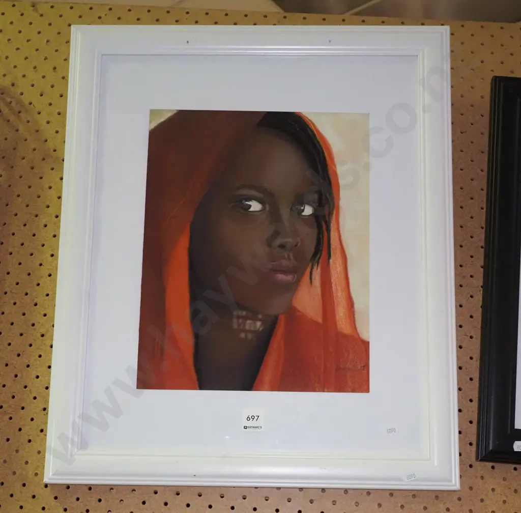 Denise Scott - framed pastel -woman with shawl Image 1++