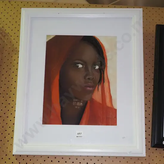 Denise Scott - framed pastel -woman with shawl