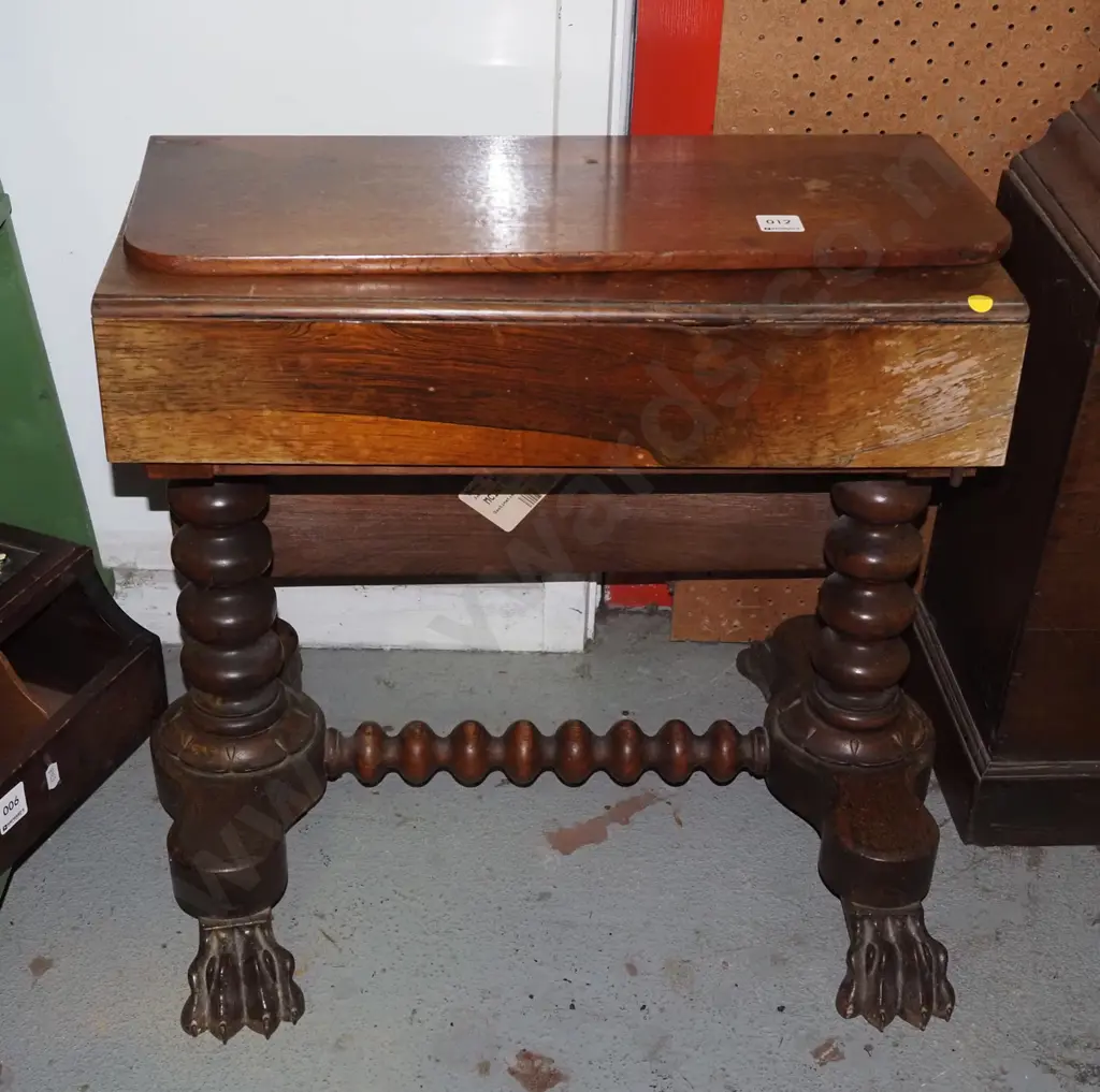 restorer's mahogany drop side claw footed end table H-460 Image 1++