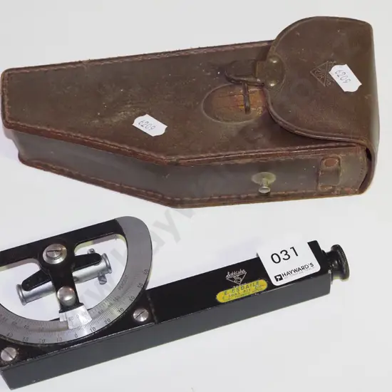 vintage leather cased inclinometer