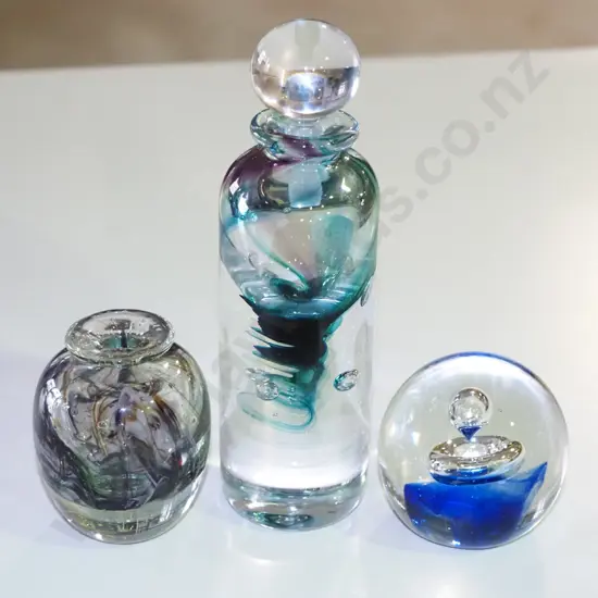 art glass paperweight, vase, scent bottle H-160
