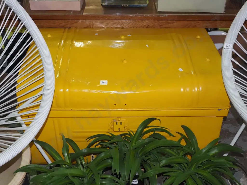 yellow painted vintage travellers trunk Image 1++
