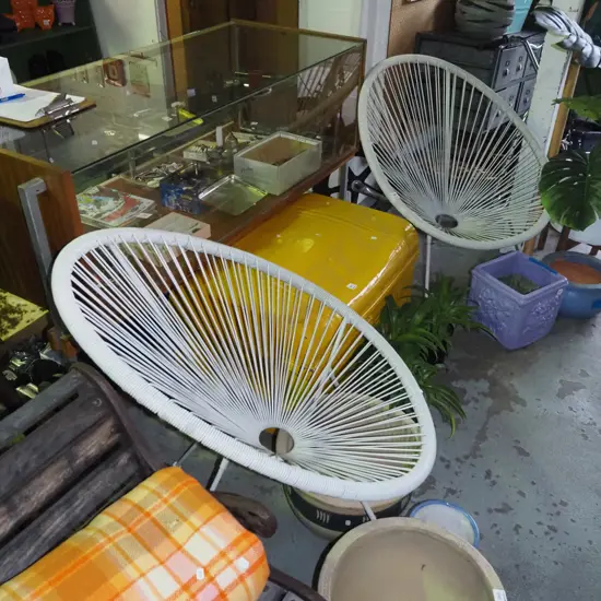 2x reproduction retro plastic moon chairs