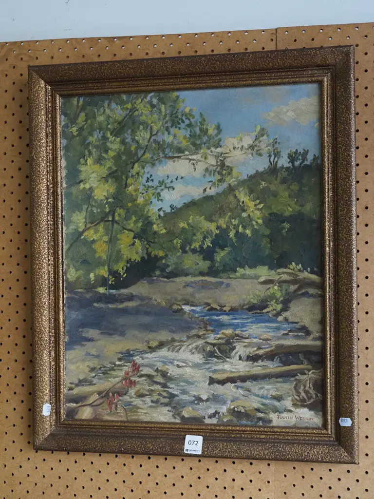 Judith Weston - oil on board - river scene Image 1++