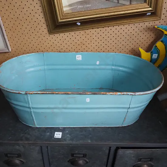 painted tin babies bath