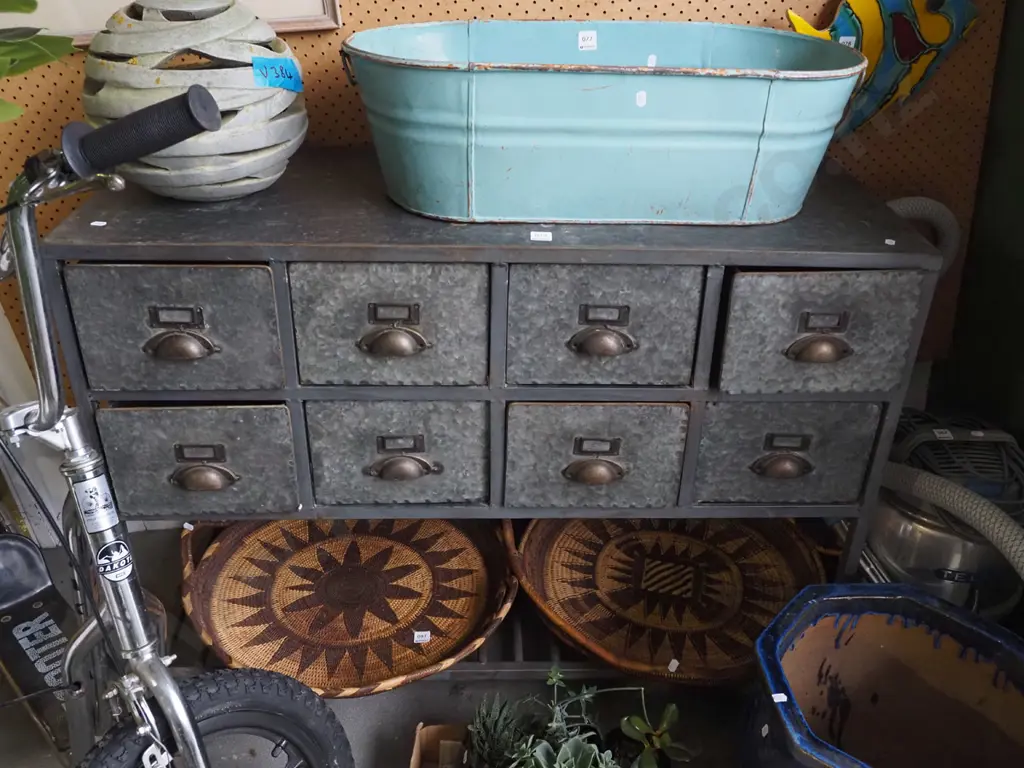 industrial metal 8 drawer  cabinet with lower storage rack H-810 W-1050 D-410 Image 1++