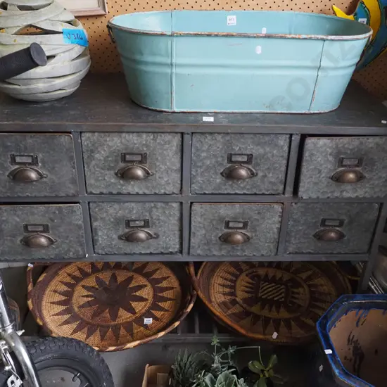 industrial metal 8 drawer  cabinet with lower storage rack H-810 W-1050 D-410