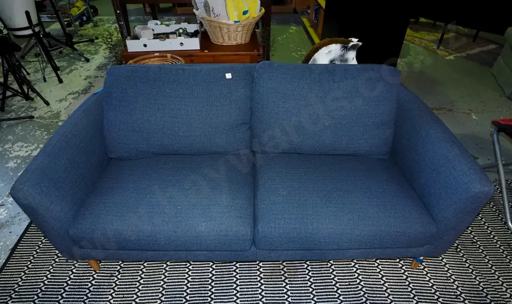 contemporary blue 2 piece lounge suite - 2 seater and 1 single - tidy condition Image 1++