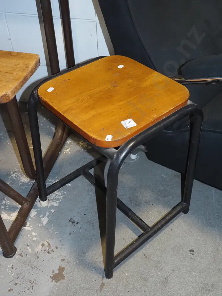 small wood and metal stool Image 1++