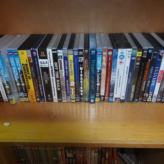 shelf of DVDs