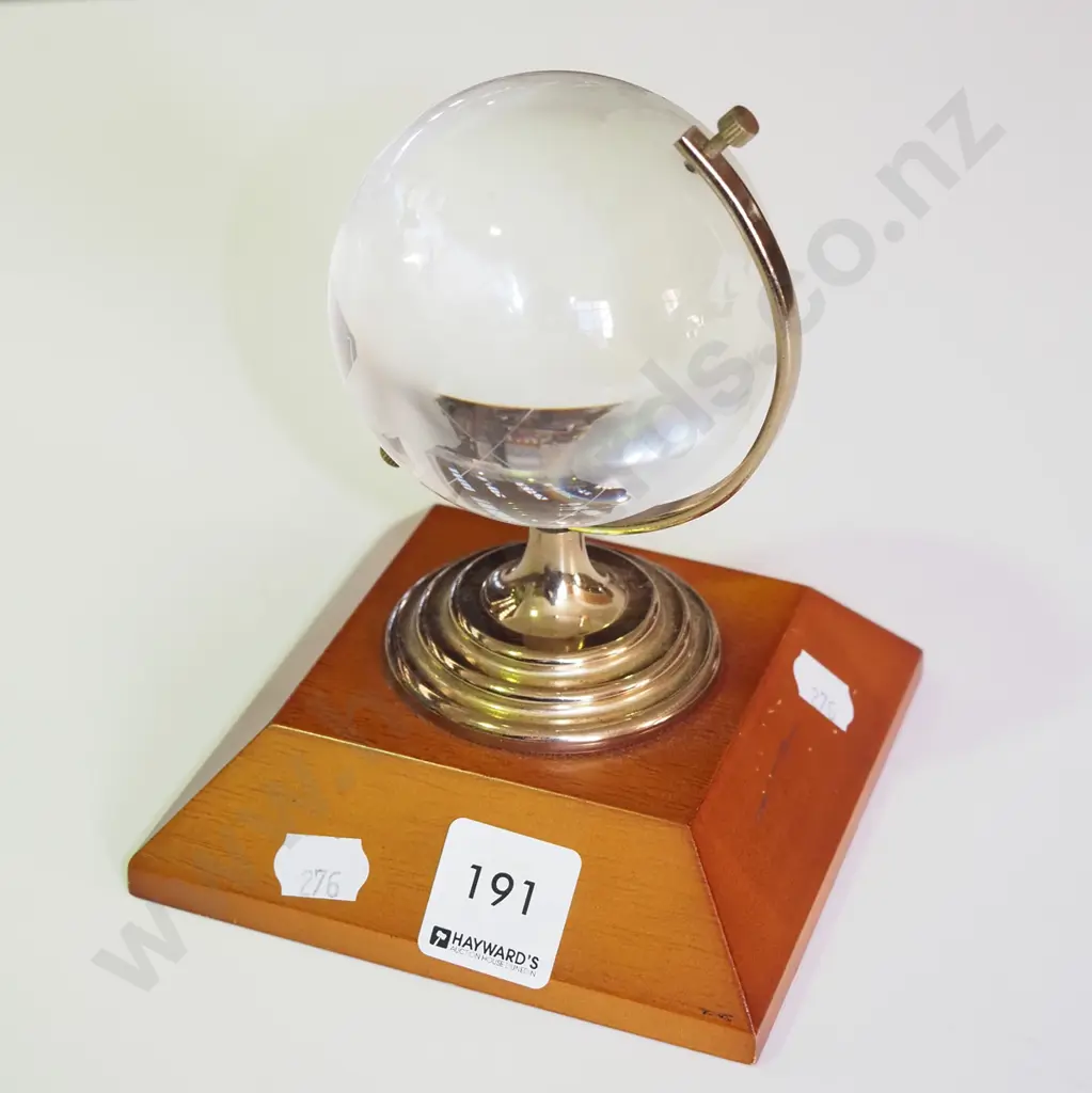 small glass globe on wooden base H-160 Image 1++