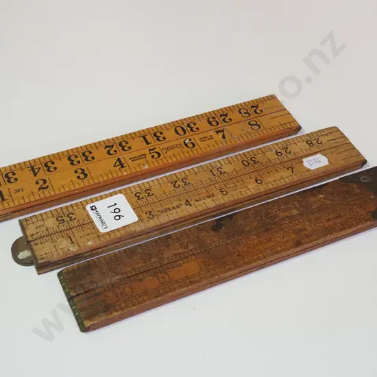 3x vintage builder's rulers