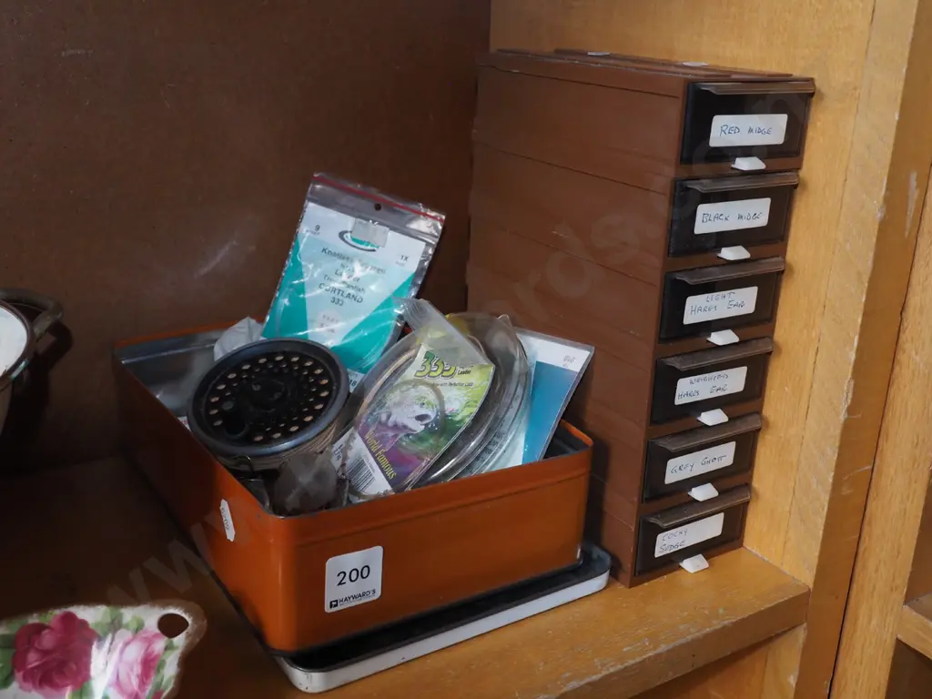 fly fishing flies, tin box of accessories Image 1++
