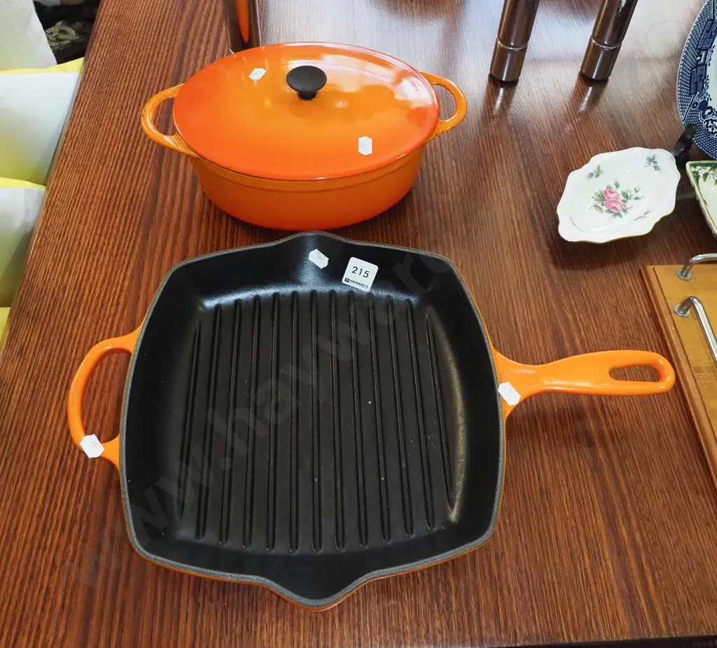cast iron and enamel French casserole, Le Creuset sqaure skillet Image 1++