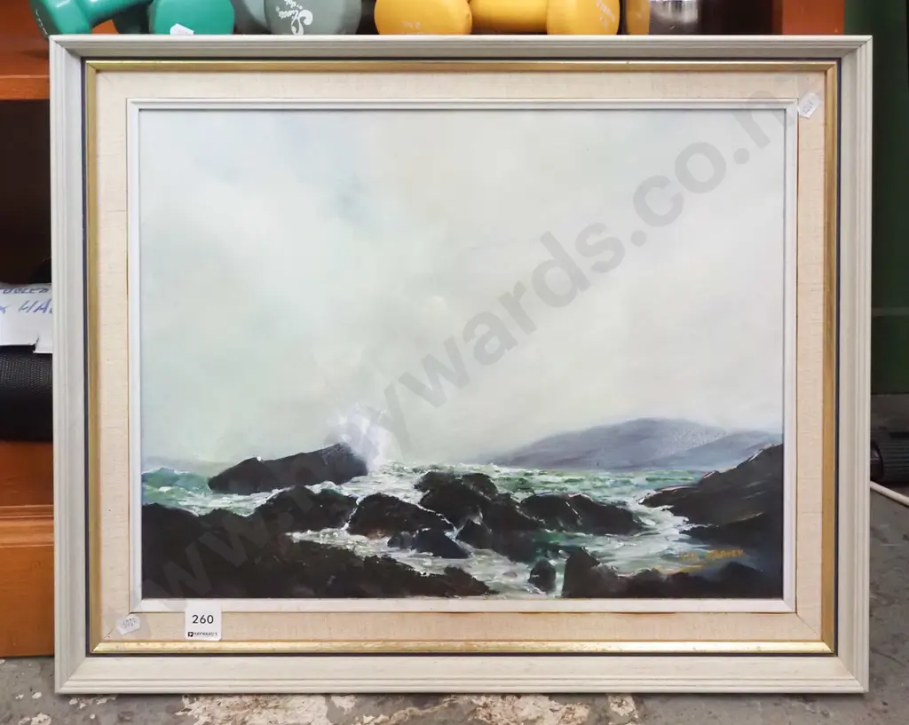 Ray Harvey framed oil - coastal scene Image 1++