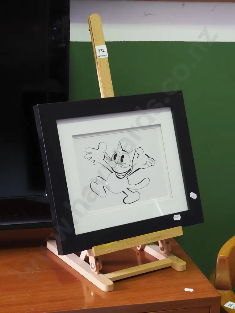framed Felix the Cat print on small easel Image 1++