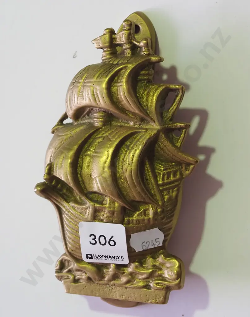 cast brass galleon door knocker Image 1++