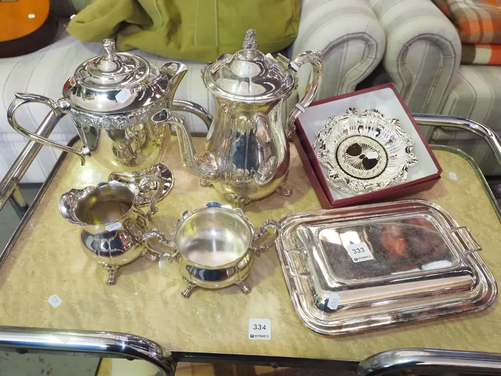 plated ware; coffee pot, lidded vege, teapot etc Image 1++