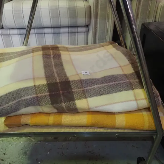 2x checked woollen blankets