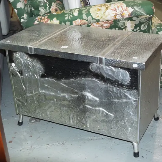 beaten chrome wood bin