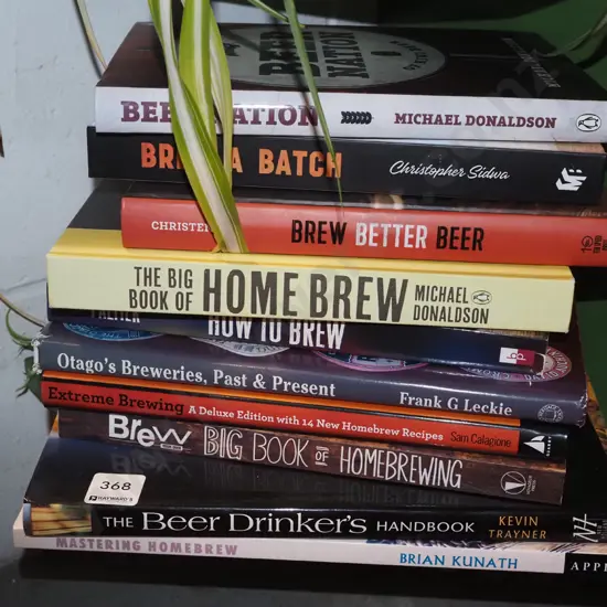 stack of home brew books
