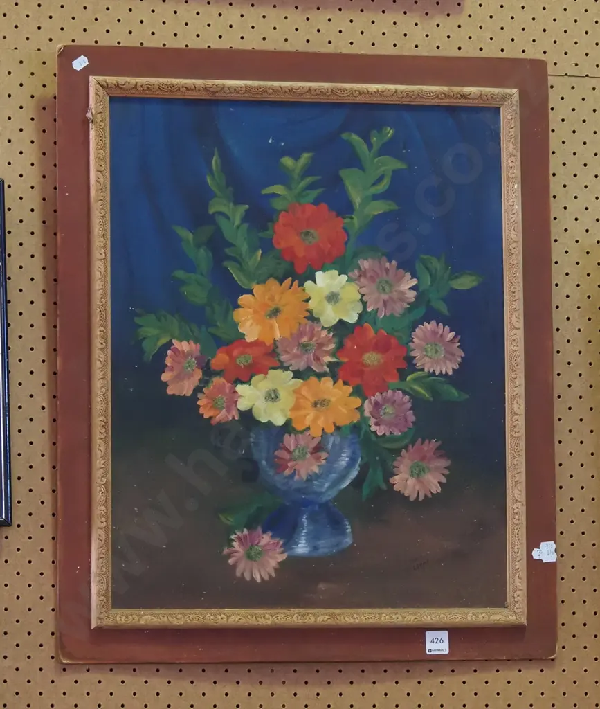 framed oil - stil life flowers - needs a clean Image 1++