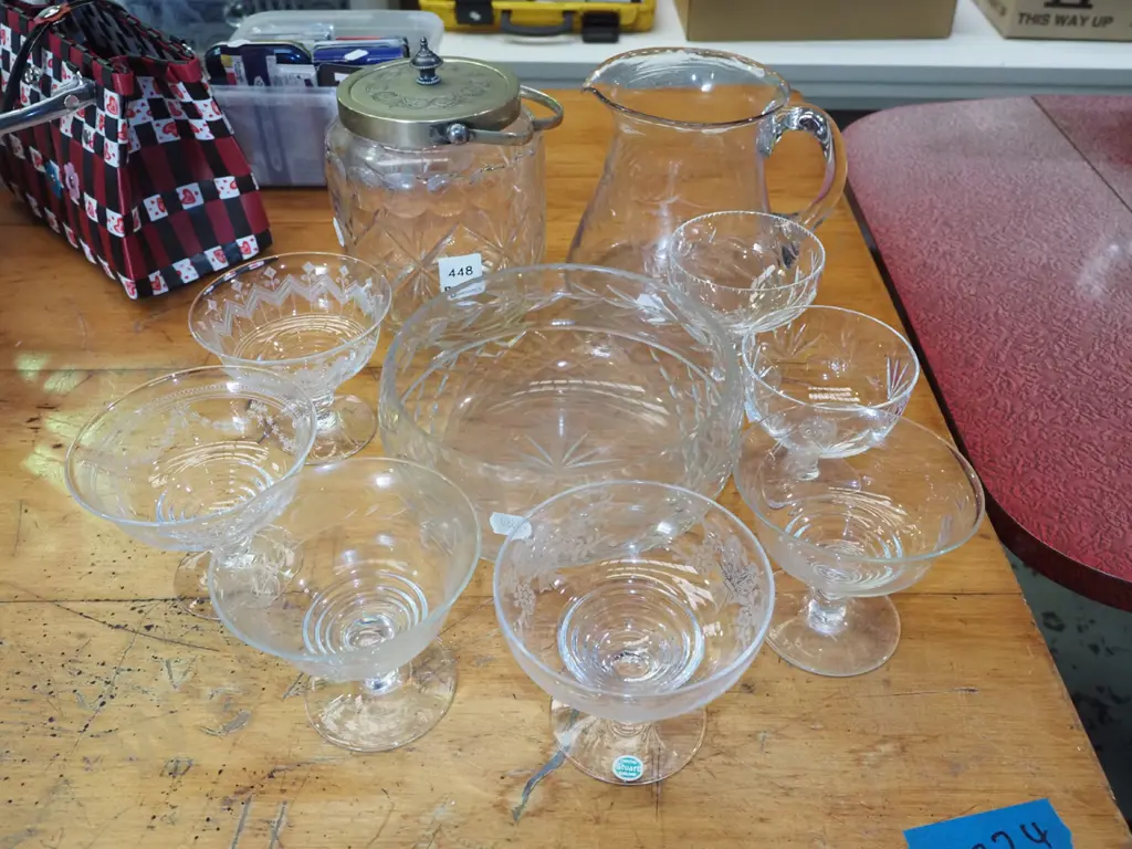 cut crystal biscuit barrel, jug, comports etc Image 1++