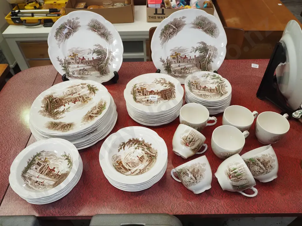 assorted Johnson Bros Haddon plates, bowls, cups, saucers Image 1++