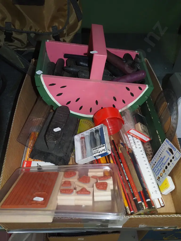 box; watermelon basket, crayons, pencil etc Image 1++