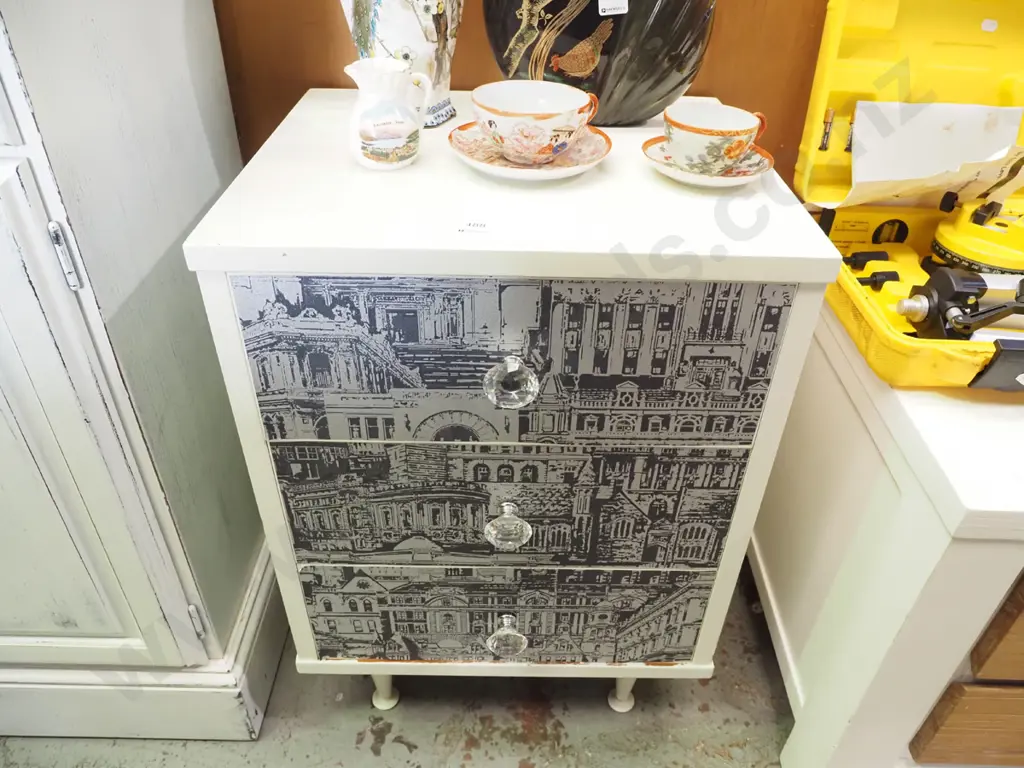 upcycled 3 drawer bedside cabinet - handles need attention Image 1++
