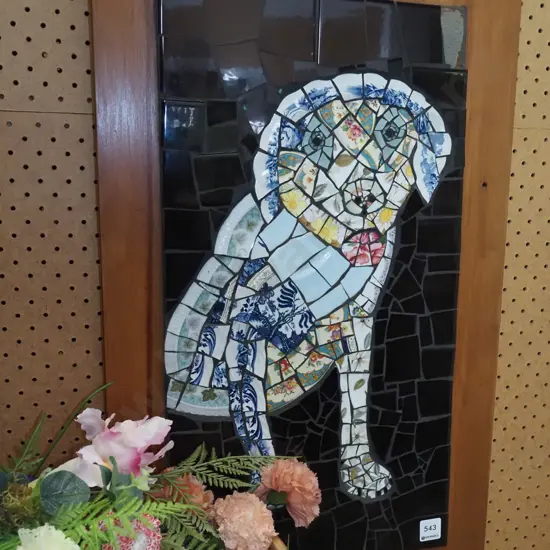 mosaic dog wall art
