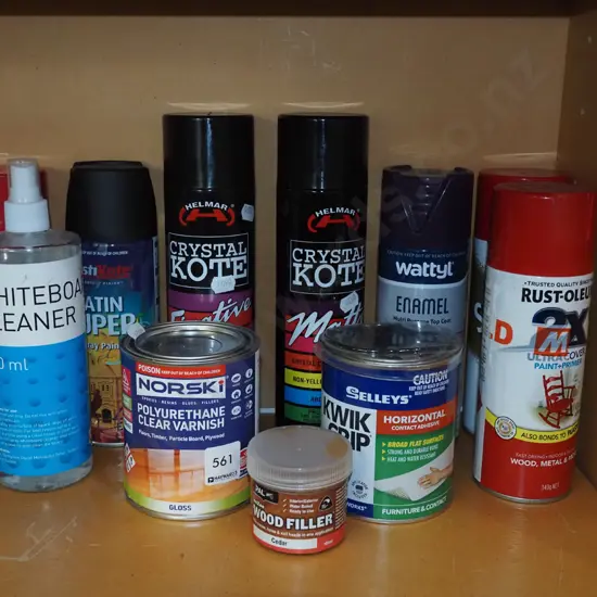 spray paints, varnish, adhesive etc