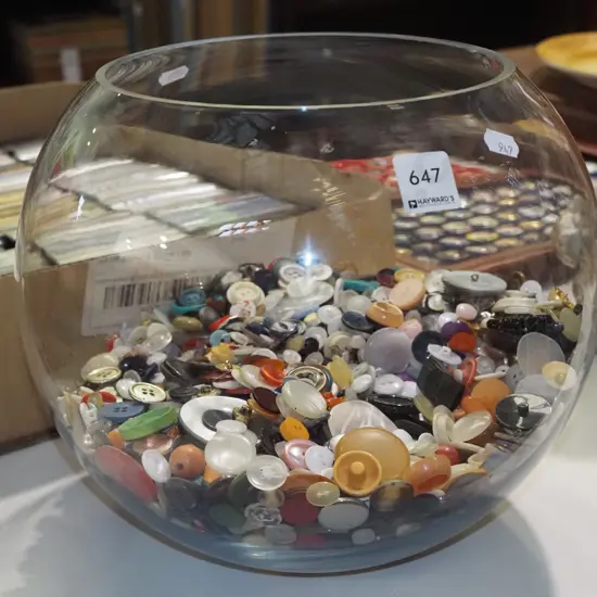 large glass bowl of numerous buttons H-260