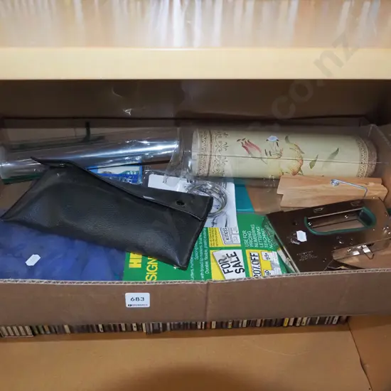 box; staple gun, sign writing set etc