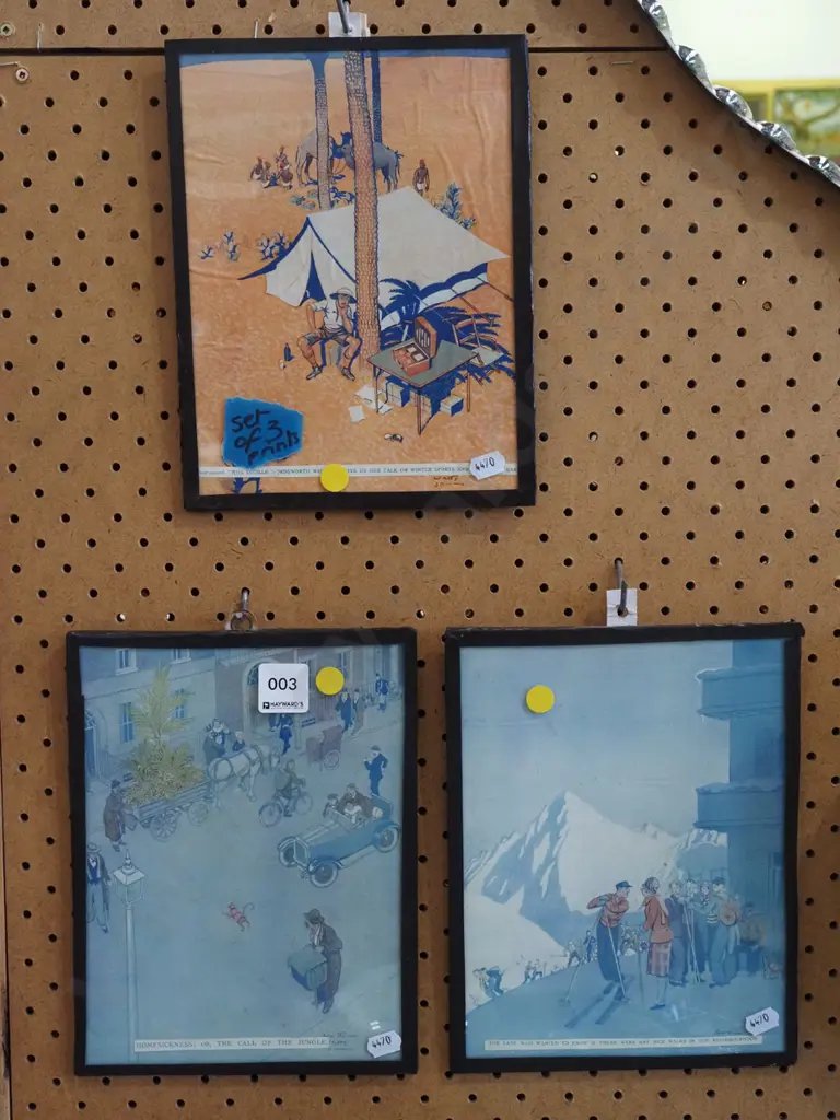 3x framed retro comic prints - yellow dots Image 1++