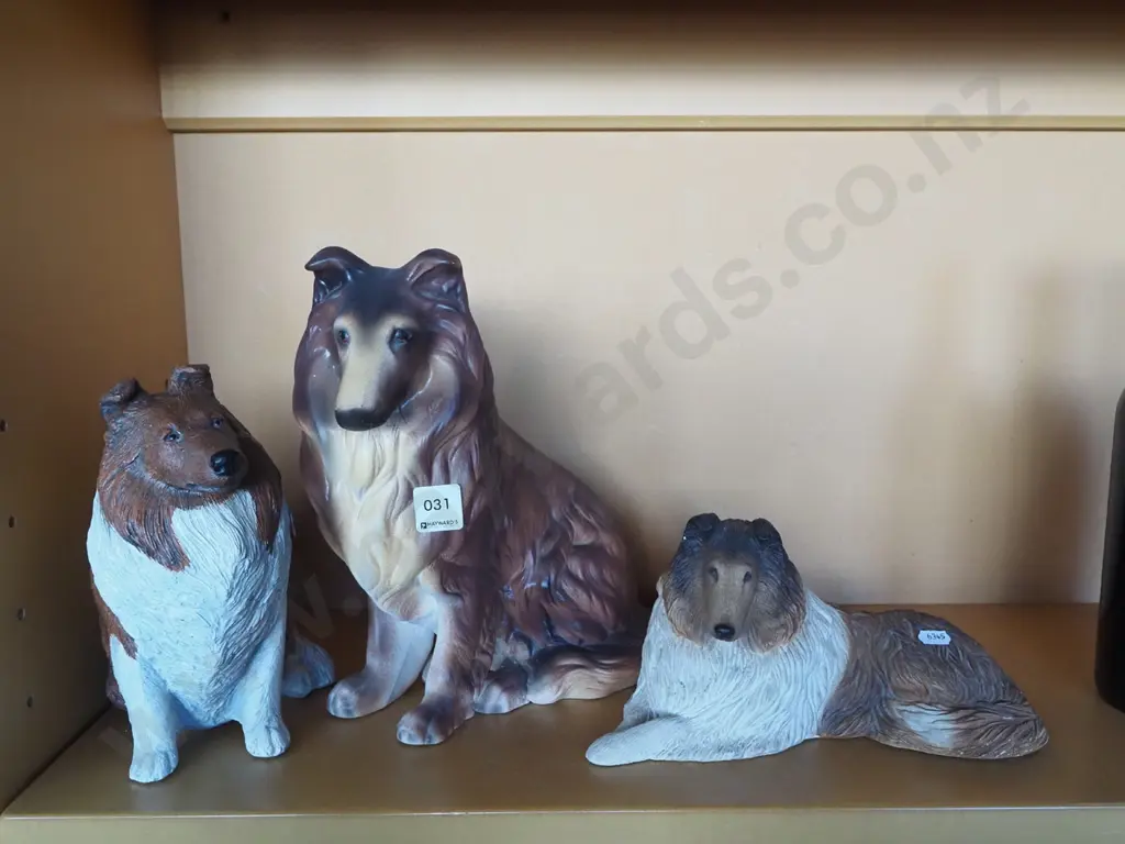 3x composite Collie dog figurines Image 1++
