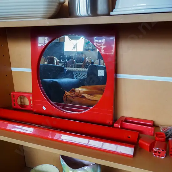 1970 Caroma bathroom set - mirror, 2 towel rails, toothbrush holder, toilet roll holder