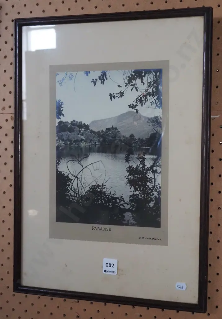 framed hand coloured photograph - Paradise (foxing to mat) Image 1++
