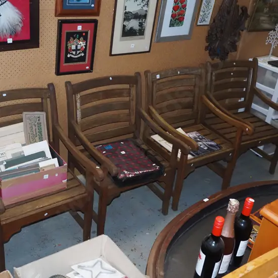 4x hard wood outdoor chairs